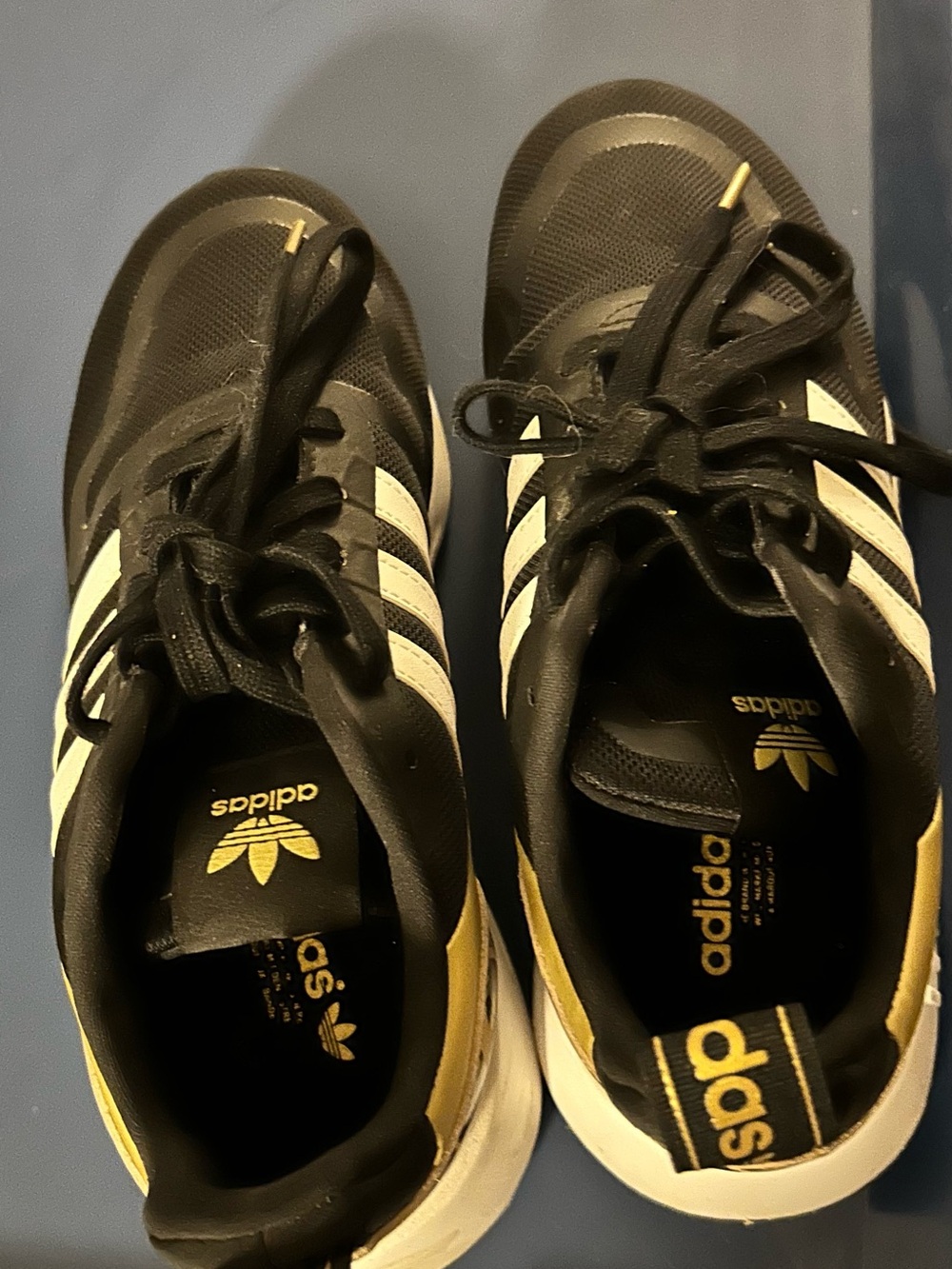 adidas Black White and Gold Women's Lifestyle Sneakers - Picture 3 of 6